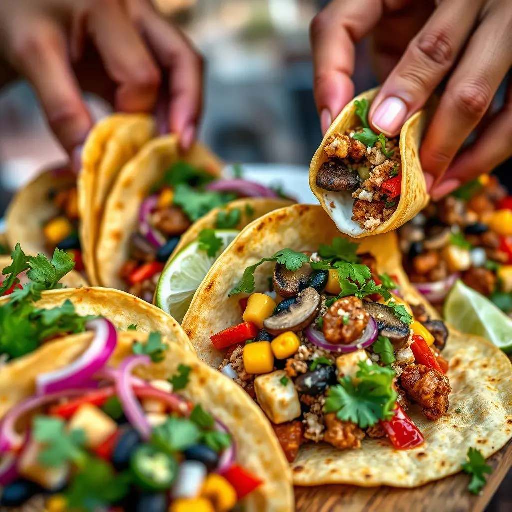 Assembling and Enjoying Your Vegetarian Mexican Street Tacos